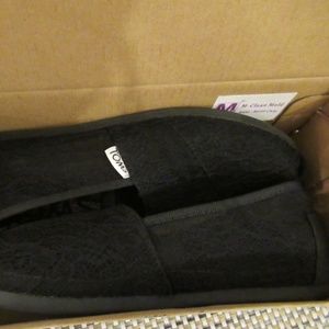 TOMS Alpargata Slip-on Shoes, Black Lace, US 6.5
